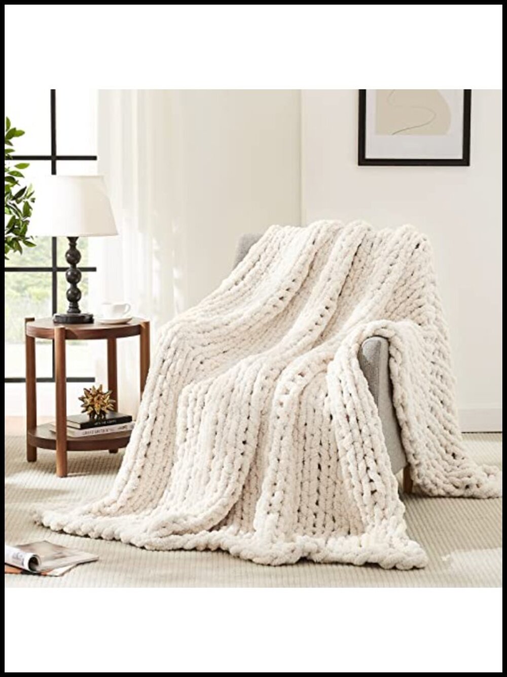 Chunky Knit Throw Blanket Chenille 50x60 Decorative
